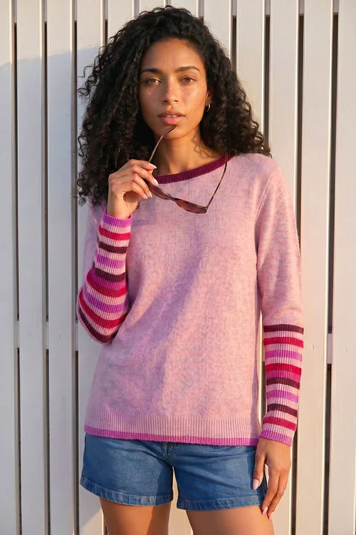 Roman Lilac Contrast Stripe Detail Knit Jumper - 18 Image 1
