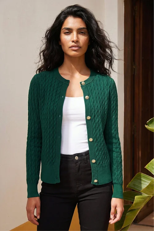 Roman Forest Cable Knit Cardigan - 16 Image 1