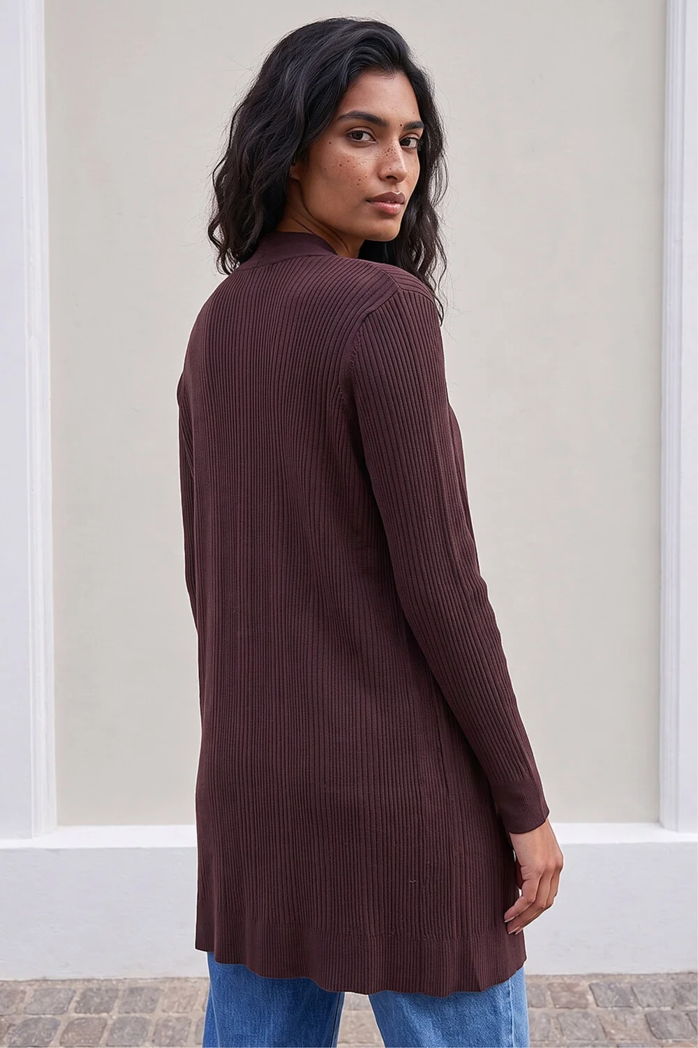 Roman Chocolate Ribbed Knit Cardigan - 20 Image 3