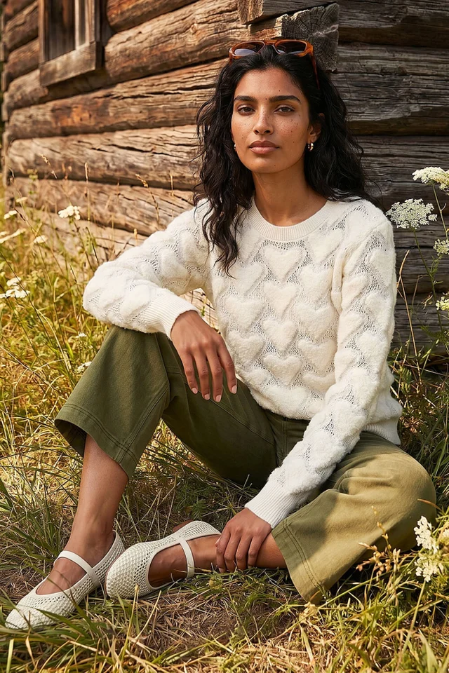Roman Ivory Heart Detail Knit Jumper