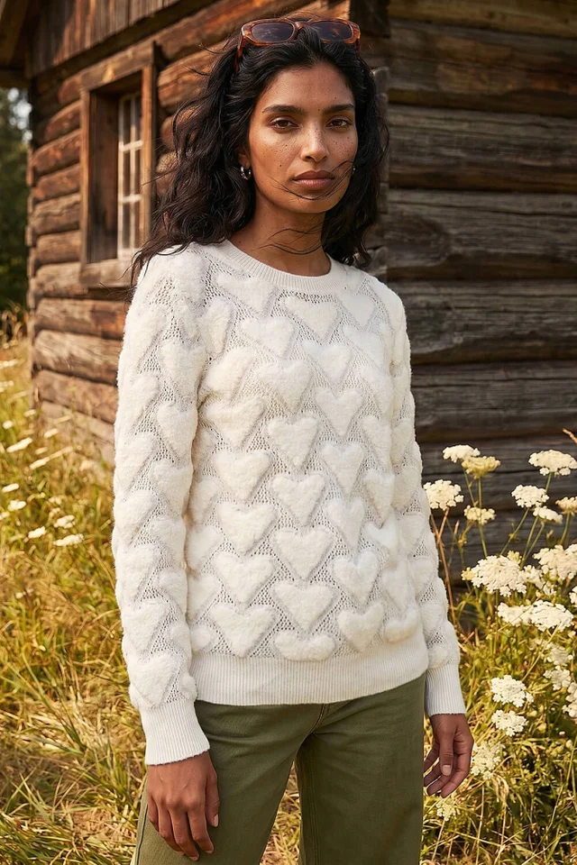 Roman Ivory Heart Detail Knit Jumper