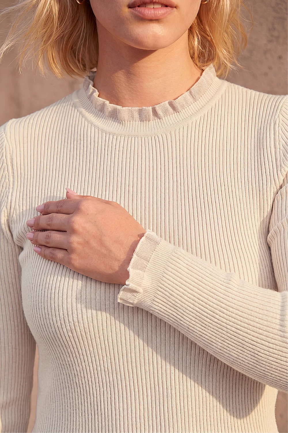 Roman Ivory Woven Trim Ribbed Knit Jumper - 16 Image 4