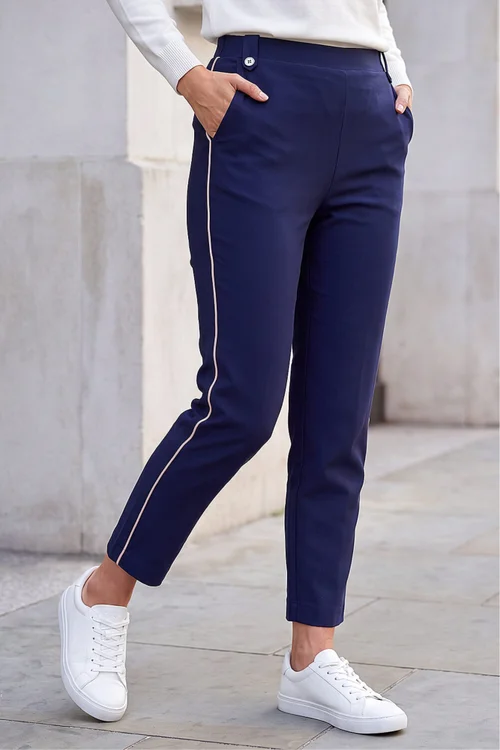 Roman Navy Piping Bengaline Stretch Trousers - 20 Image 1
