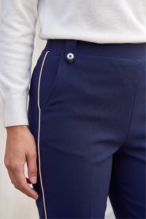 Roman Navy Piping Bengaline Stretch Trousers - 20 Image 4