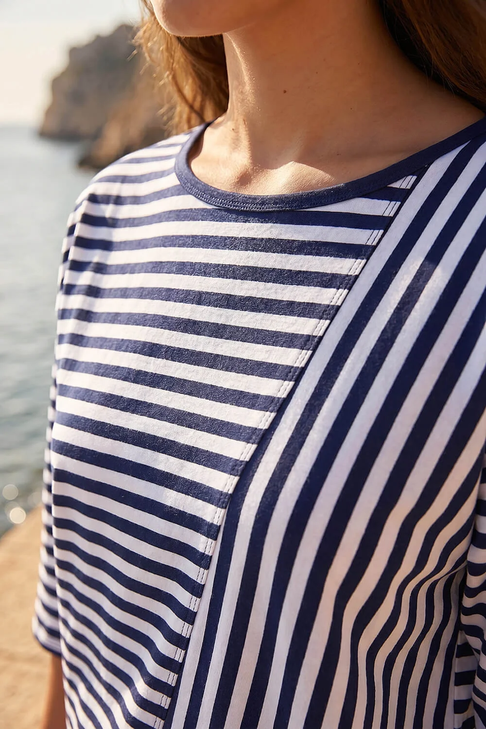 Roman Navy Petite Asymmetric Stripe Top - 10 Image 4