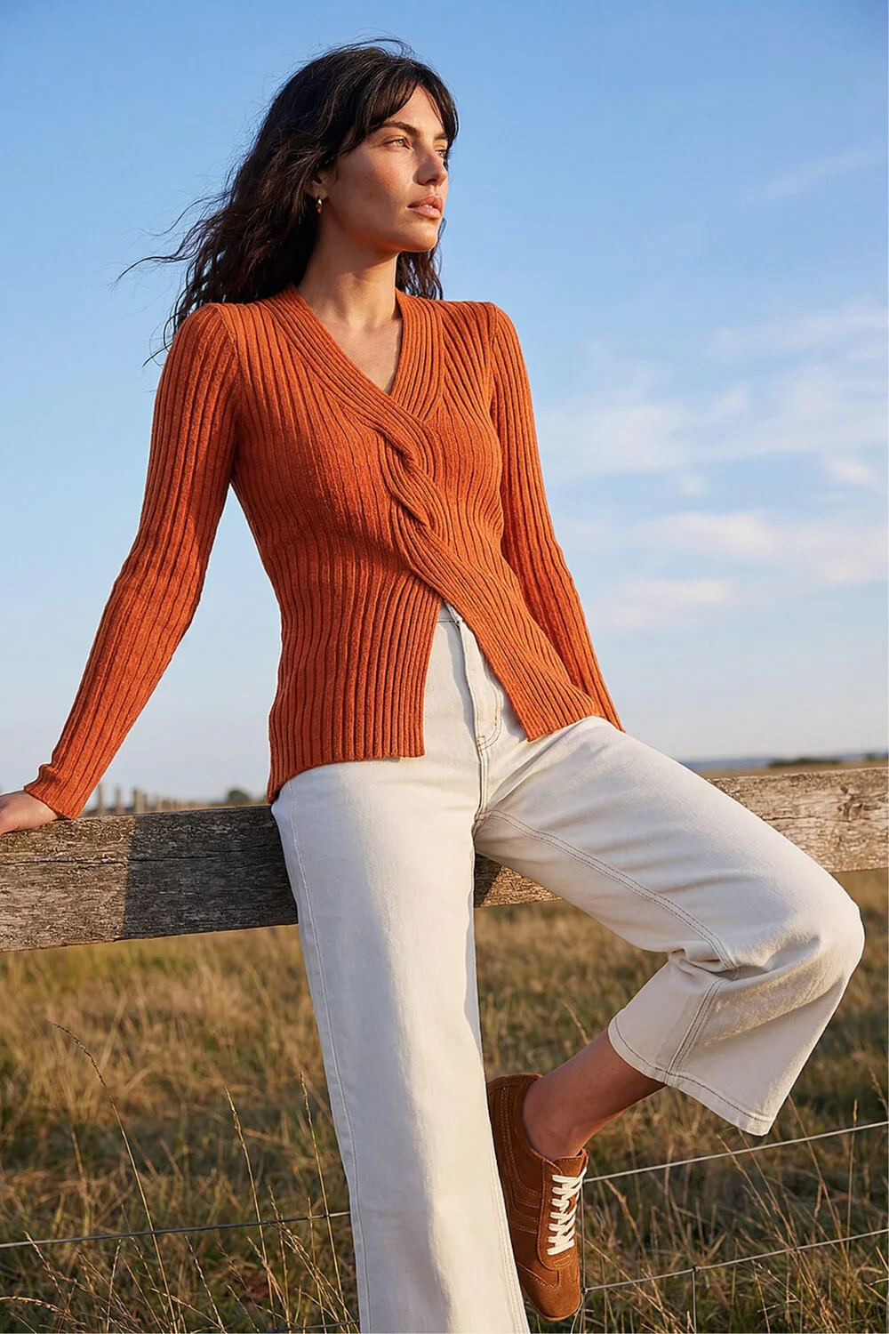 Roman Rust Cable Split Detail Rib Jumper - 16 Image 1