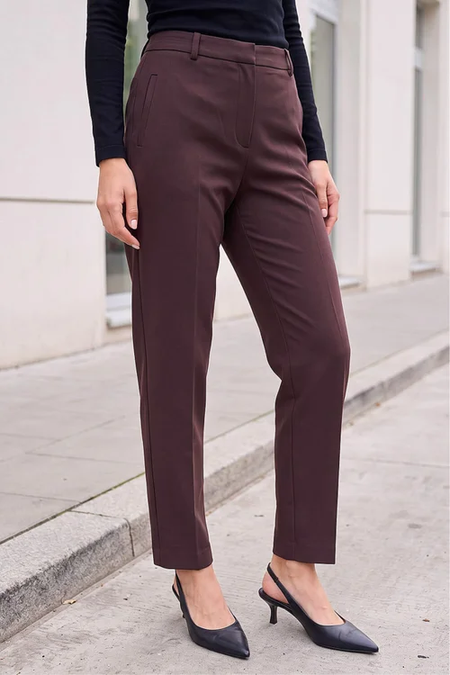 Roman Dark Brown Straight Leg Stretch Trouser - 20 Image 1