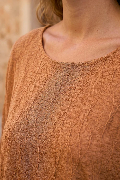 Roman Camel Mesh Bubble Hem Stretch Top - 14 Image 4