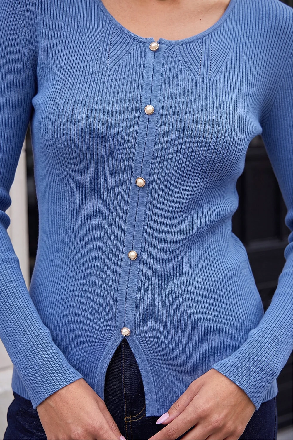 Roman Denim Pearl Ribbed Knit Jumper - 12 Image 4