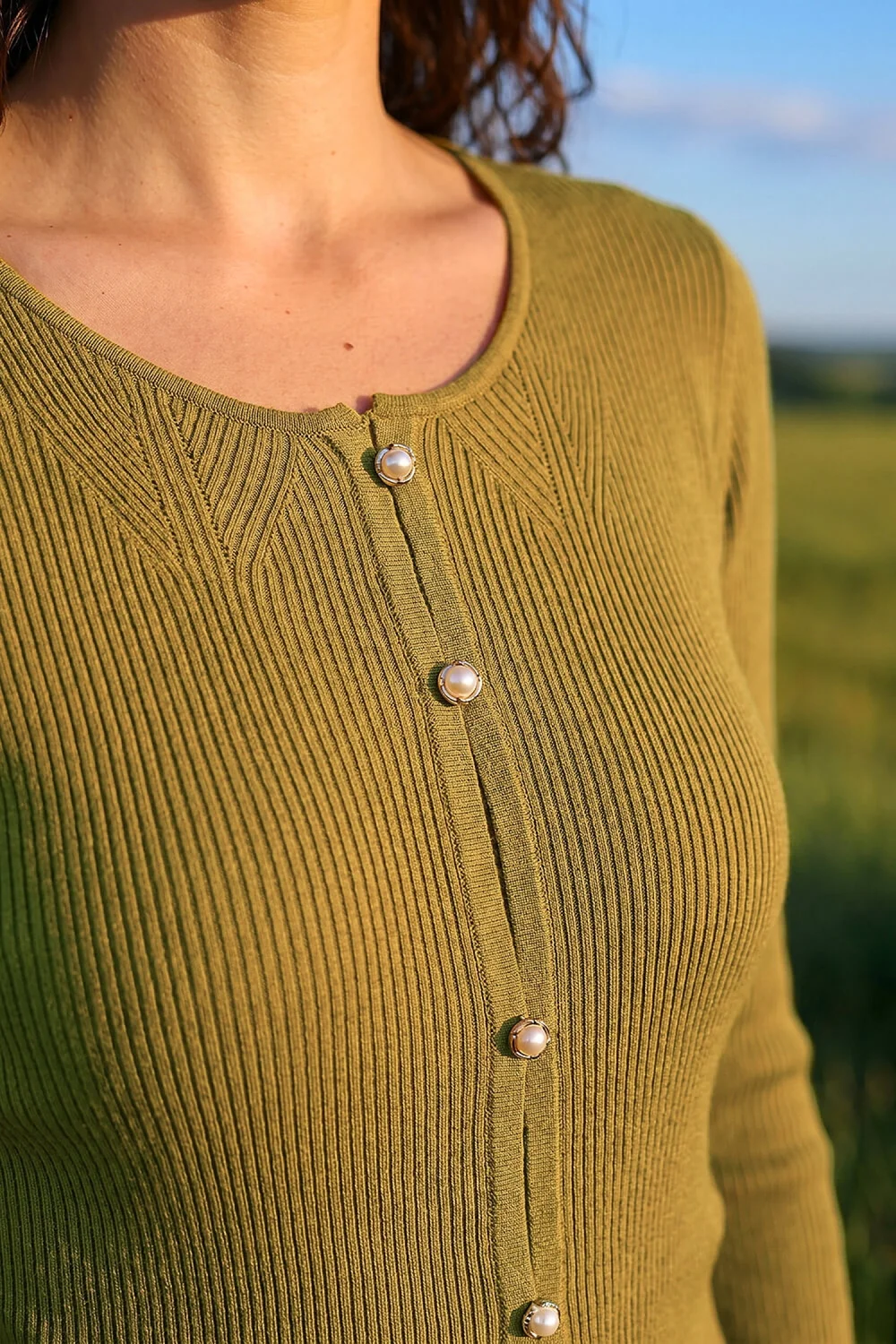 Roman Olive Pearl Ribbed Knit Jumper - 18 Image 4