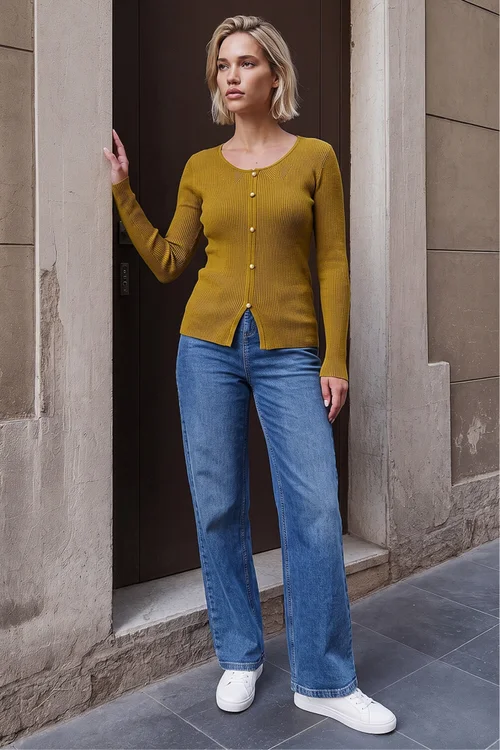 Roman Olive Pearl Ribbed Knit Jumper - 18 Image 2