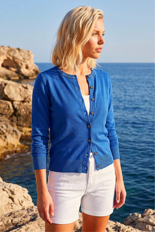 Roman Royal Blue Petite Buttoned Cardigan - 16 Image 1