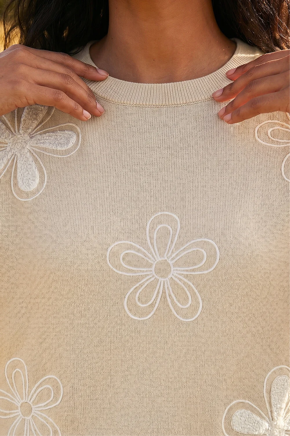 Roman Cream Soft Floral Embroidered Jumper - 10 Image 4