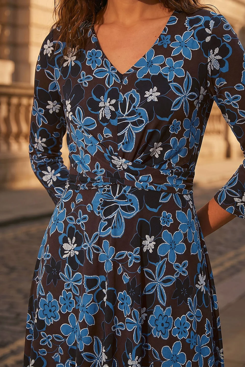 Roman Chocolate Floral Puff Print Cross Dress - 12 Image 4
