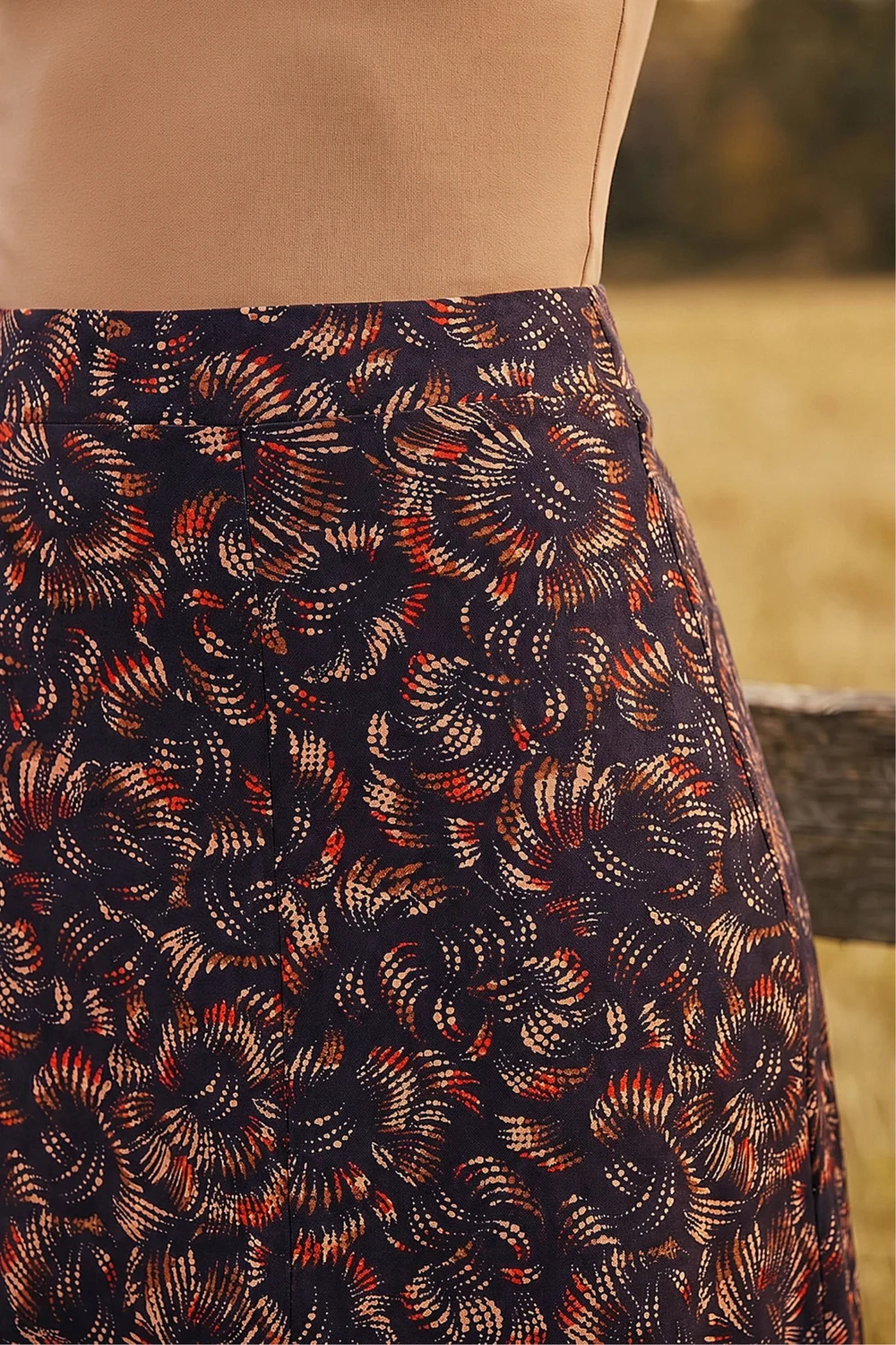 Roman Navy Speckle Print Panel A-Line Skirt - 20 Image 4