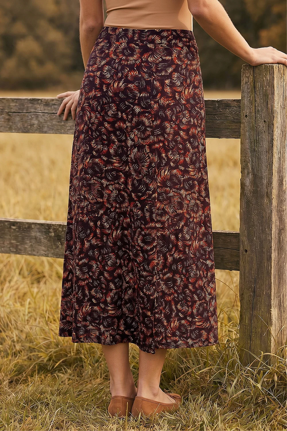 Roman Navy Speckle Print Panel A-Line Skirt - 20 Image 3