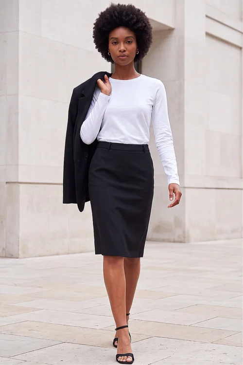 Roman Black A-Line Stretch Skirt - 14 Image 2