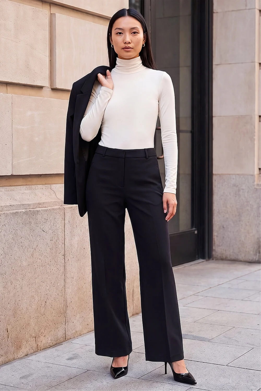 Roman Black Regular Wide Leg Trouser - 14 Image 2