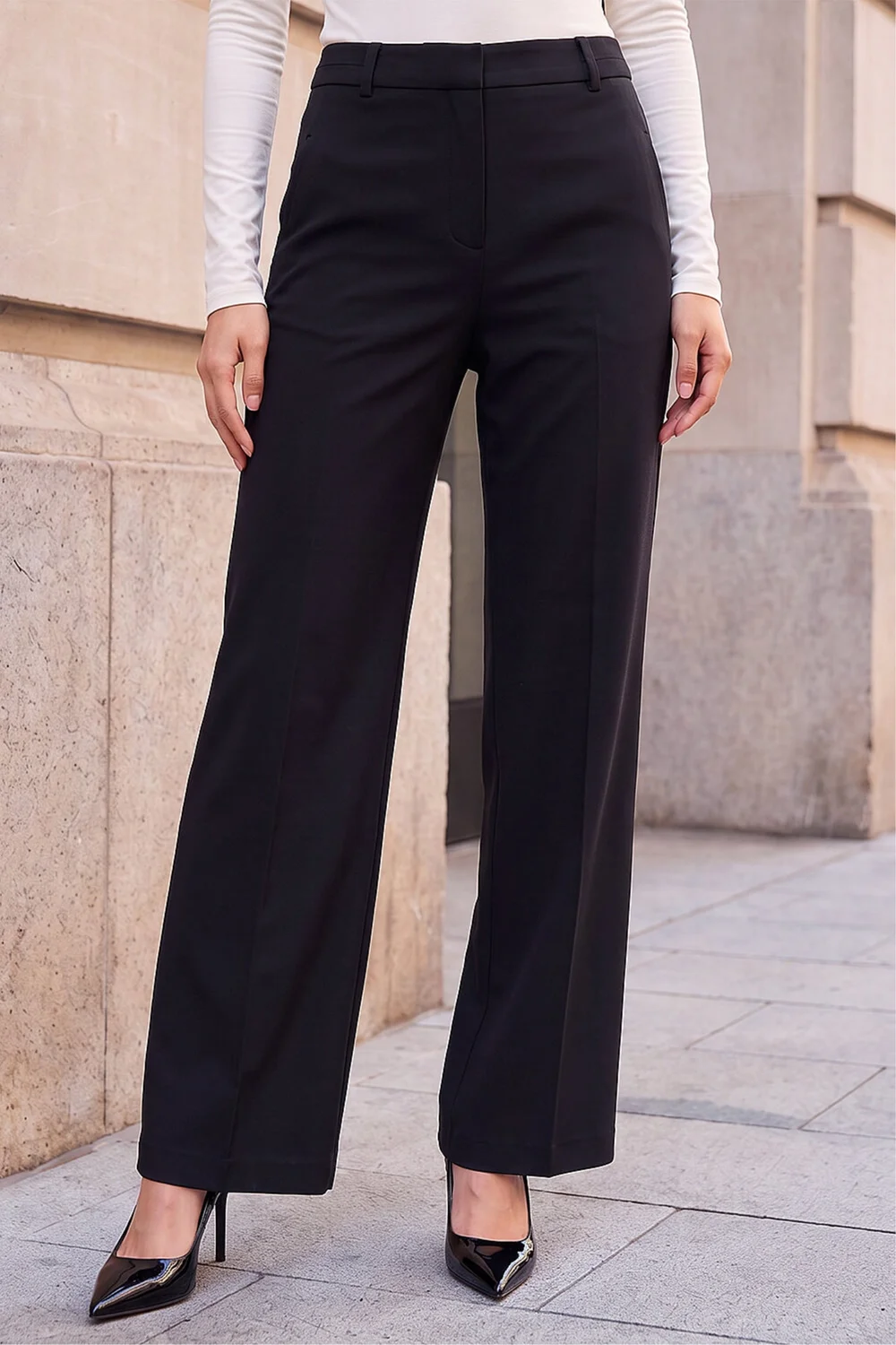 Roman Black Regular Wide Leg Trouser - 14 Image 1