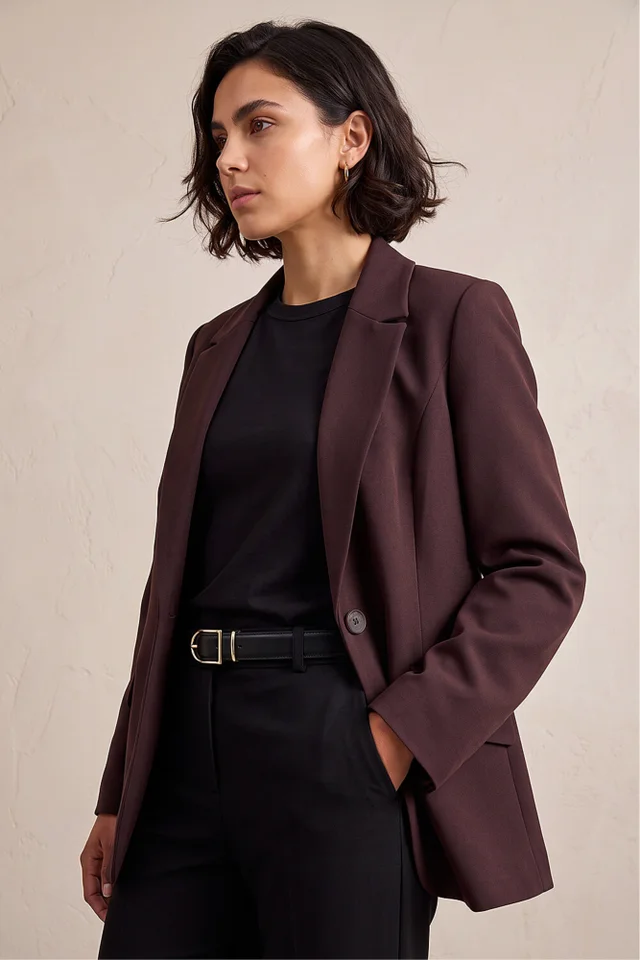 Roman Dark Brown Single Breasted Blazer