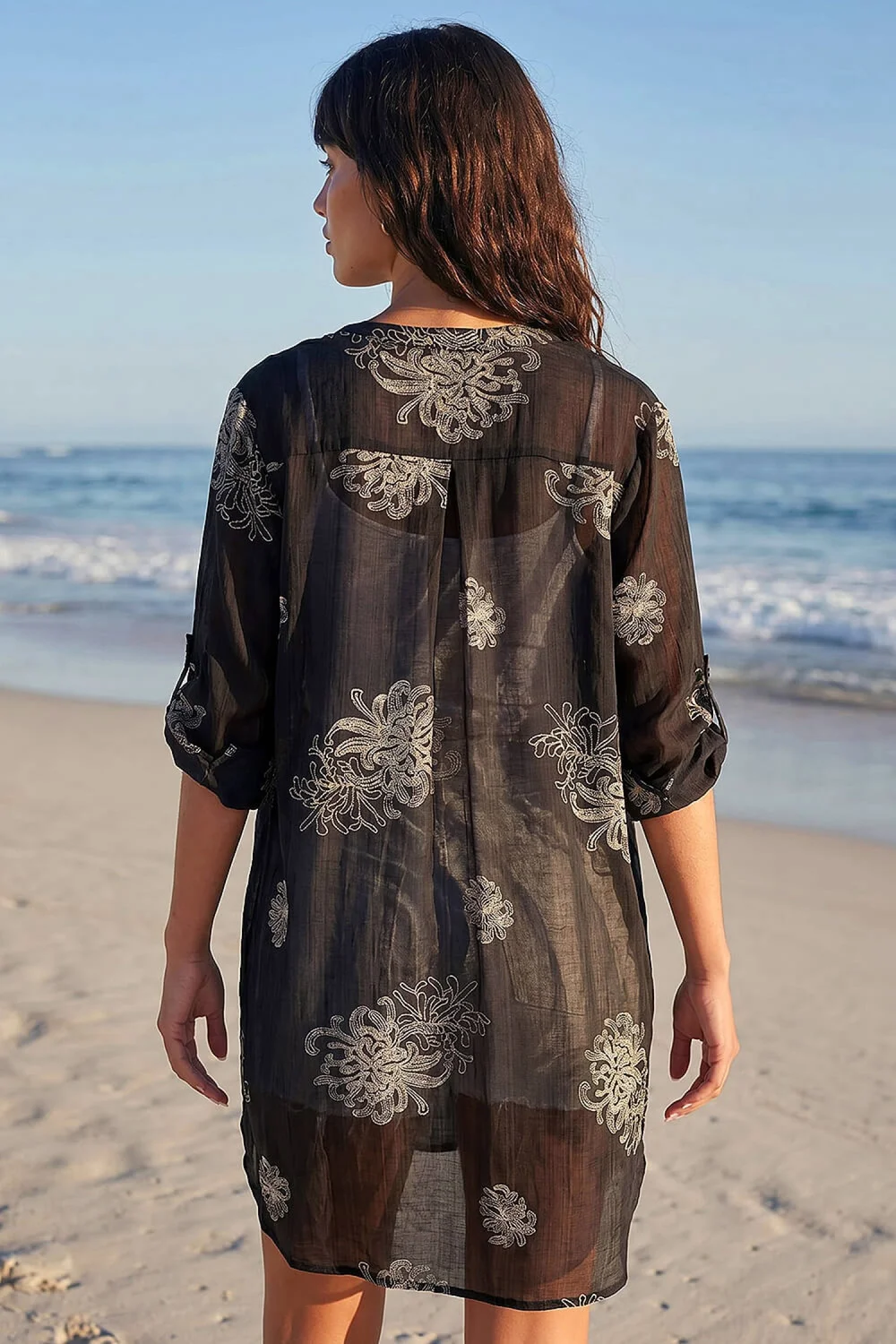 Roman Black Floral Print Longline Blouse - 12 Image 3