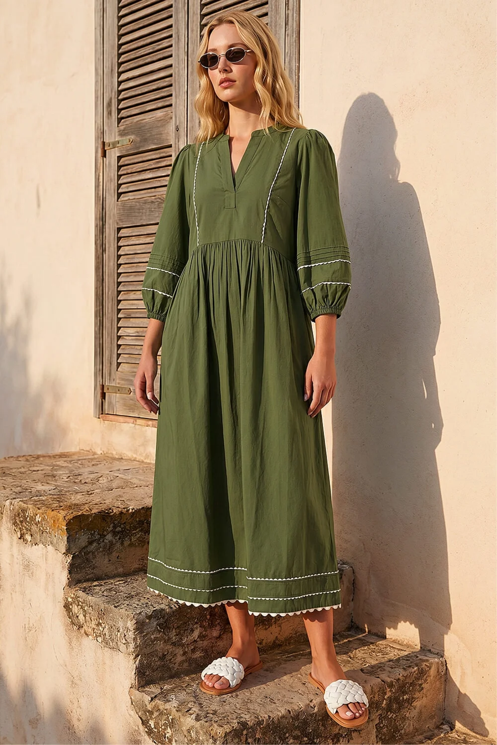 Roman Green Ric Rac Collared Midi Dress - 18 Image 2