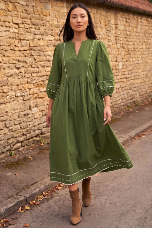 Roman Green Ric Rac Collared Midi Dress - 14 Image 1