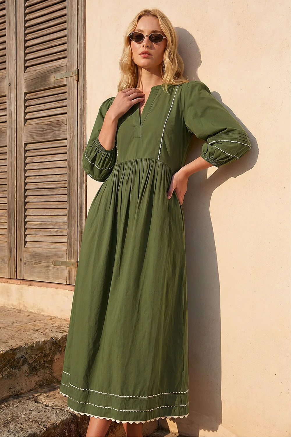 Roman Green Ric Rac Collared Midi Dress - 18 Image 1
