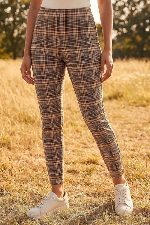 Roman Brown Check Stretch Trouser - 14 Image 2