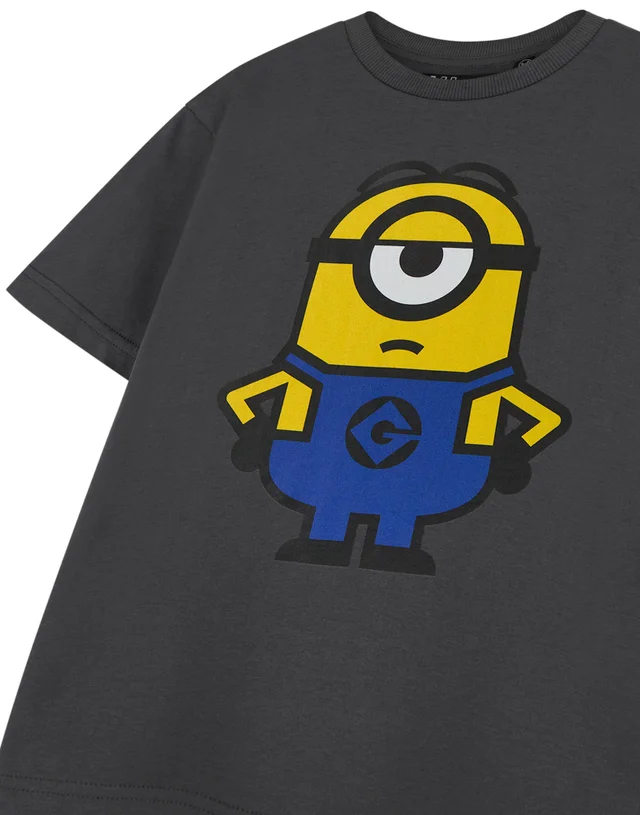 Vanilla Underground Minions Unisex Kids Grey Minion T-Shirt (3-14 Years)