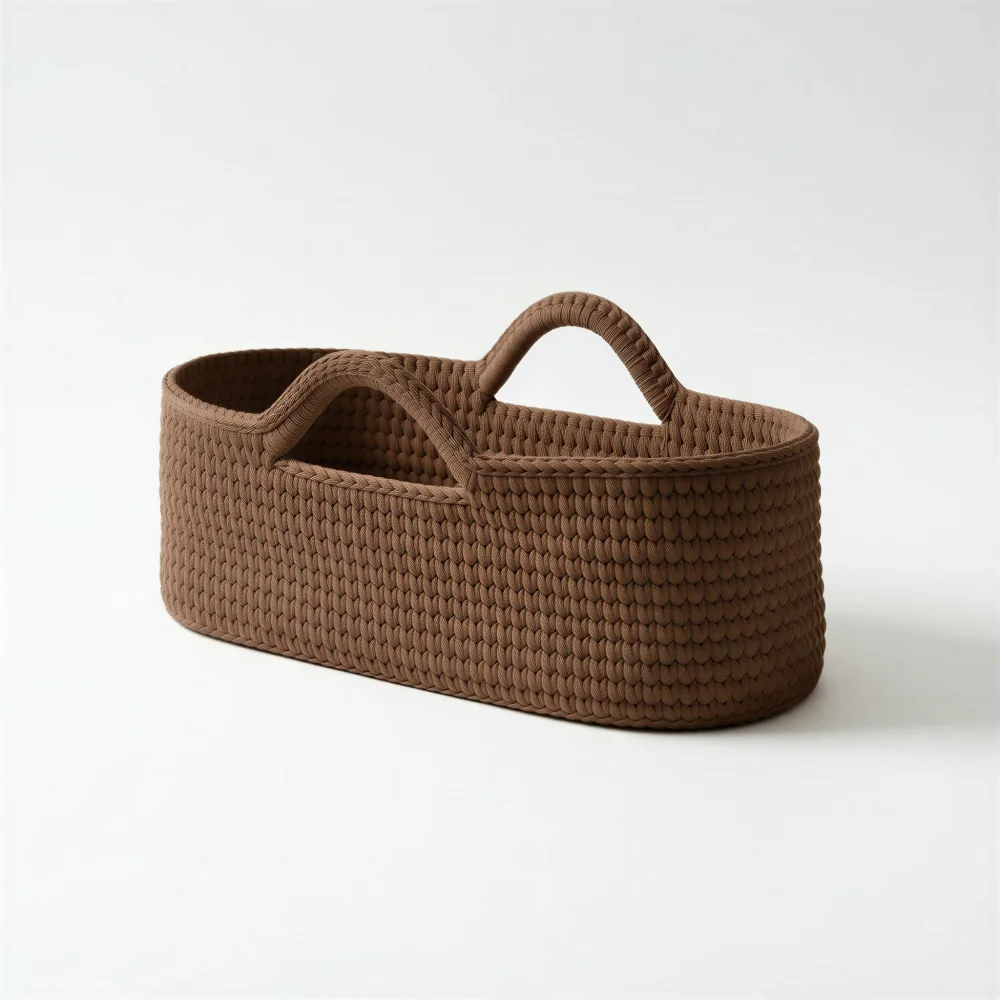 Clair de Lune Chocolate Crochet Moses Basket - One Size Image 1