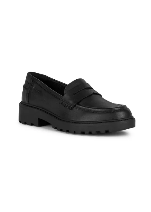 Geox Black Girls J Casey G.C. Smooth Leather Moccasins (Older 3 - 7) - 6 Image 2