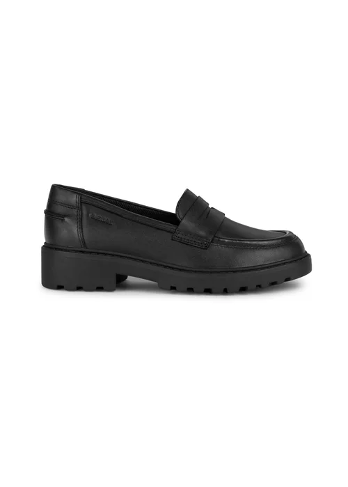 Geox Black Girls J Casey G.C. Smooth Leather Moccasins (Older 3 - 7) - 6 Image 1