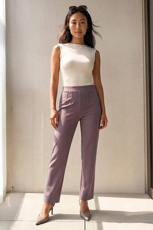 Roman Taupe Petite Straight Leg Ponte Stretch Trouser - 16 Image 1