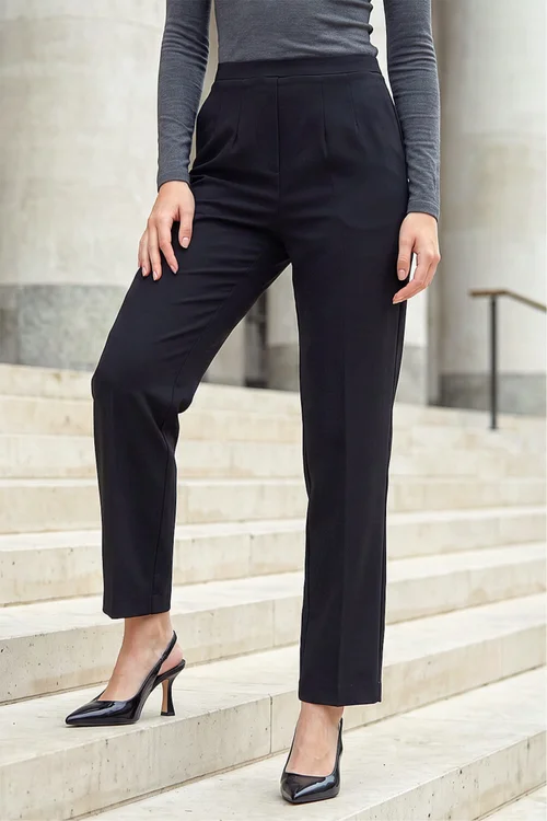Roman Black Petite Straight Leg Ponte Stretch Trouser - 18 Image 1