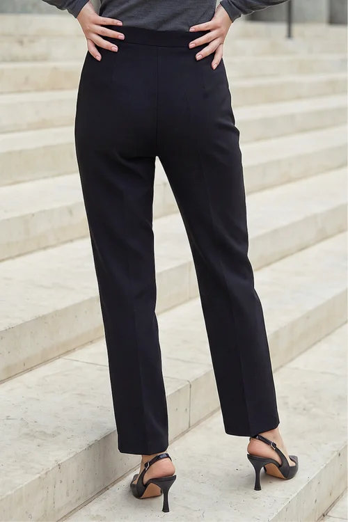 Roman Black Petite Straight Leg Ponte Stretch Trouser - 18 Image 3