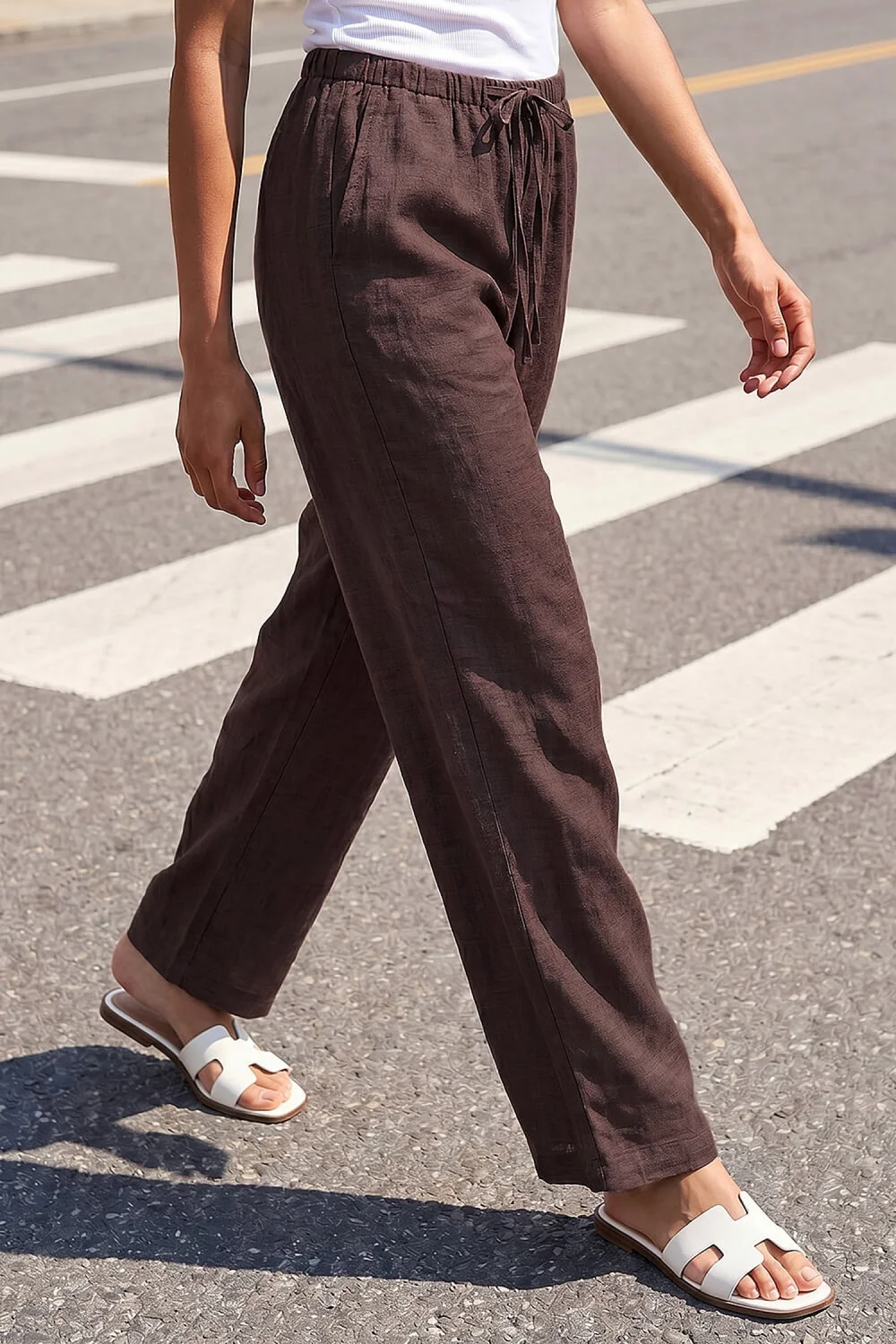 Roman Chocolate Petite Pull On Woven Trouser - 8 Image 2