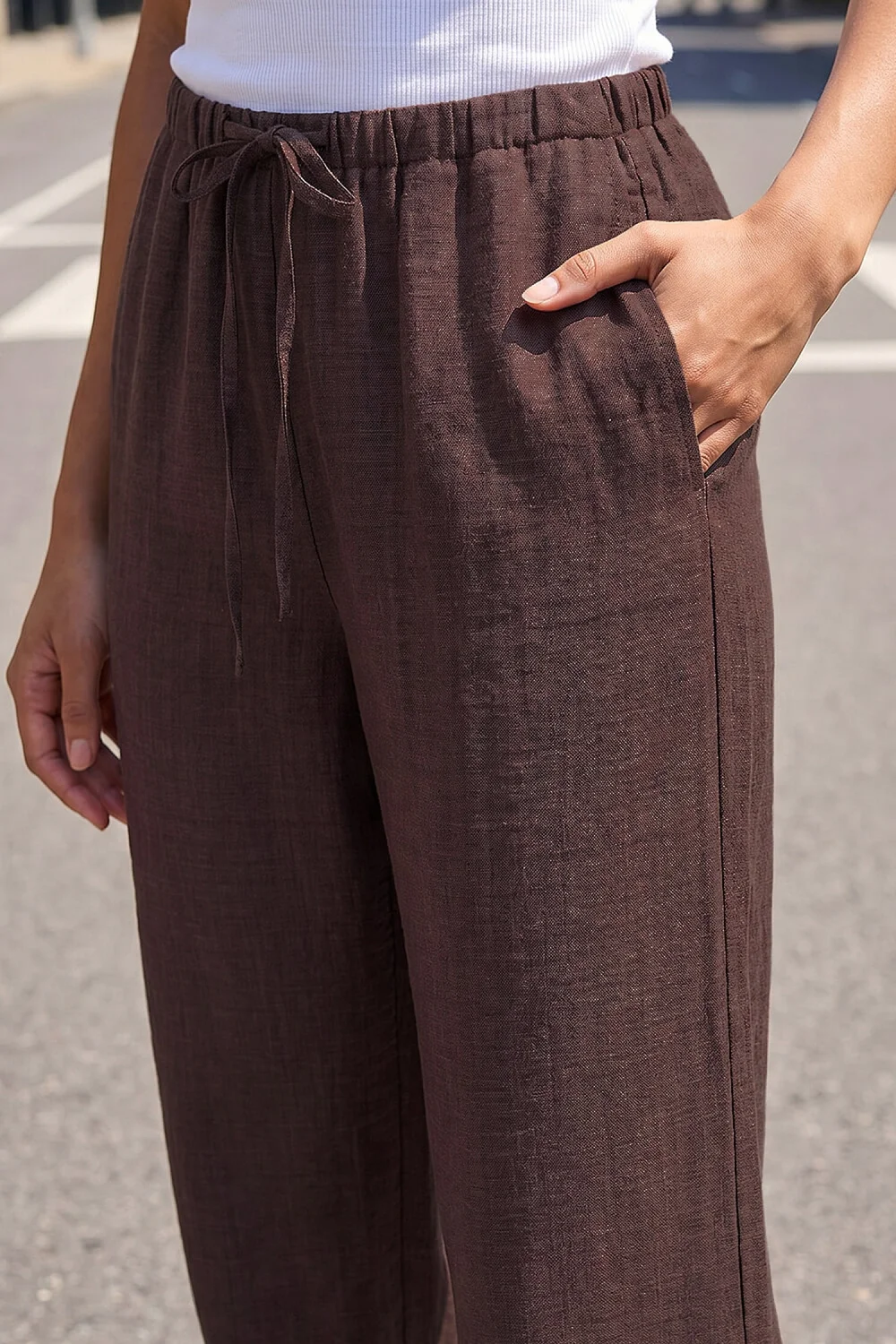 Roman Chocolate Petite Pull On Woven Trouser - 8 Image 4