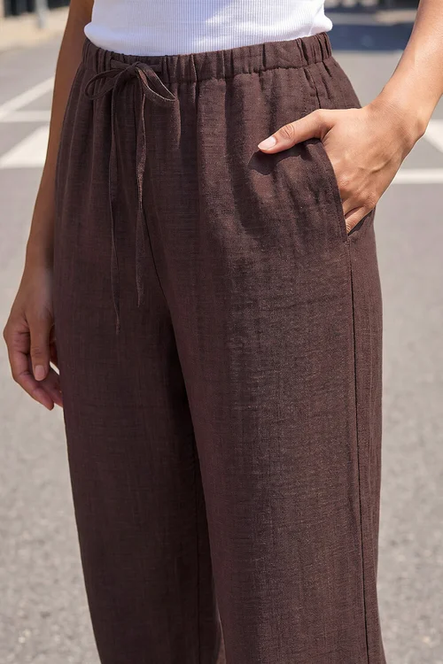 Roman Chocolate Petite Pull On Woven Trouser - 8 Image 4