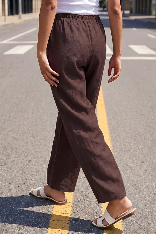 Roman Chocolate Petite Pull On Woven Trouser - 8 Image 3