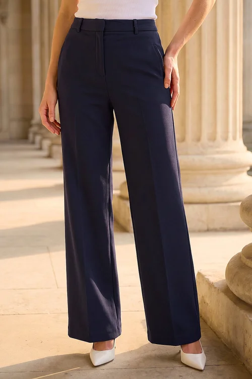 Roman Navy Regular Wide Leg Trouser - 10 Image 2