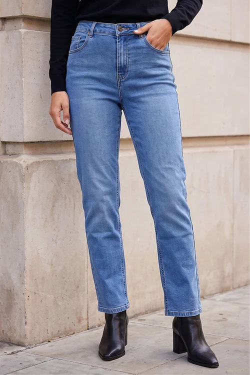 Roman Light Denim Straight Leg Stretch Jeans - 8 Image 1