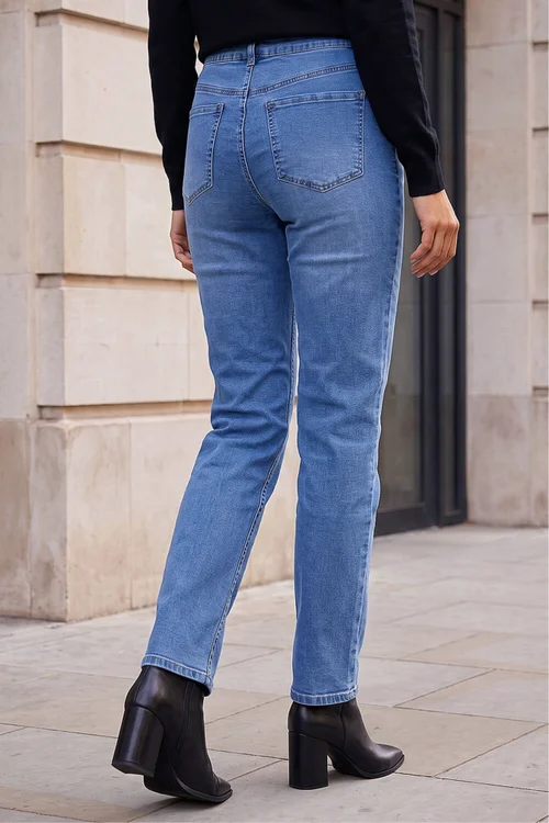 Roman Light Denim Straight Leg Stretch Jeans - 8 Image 3