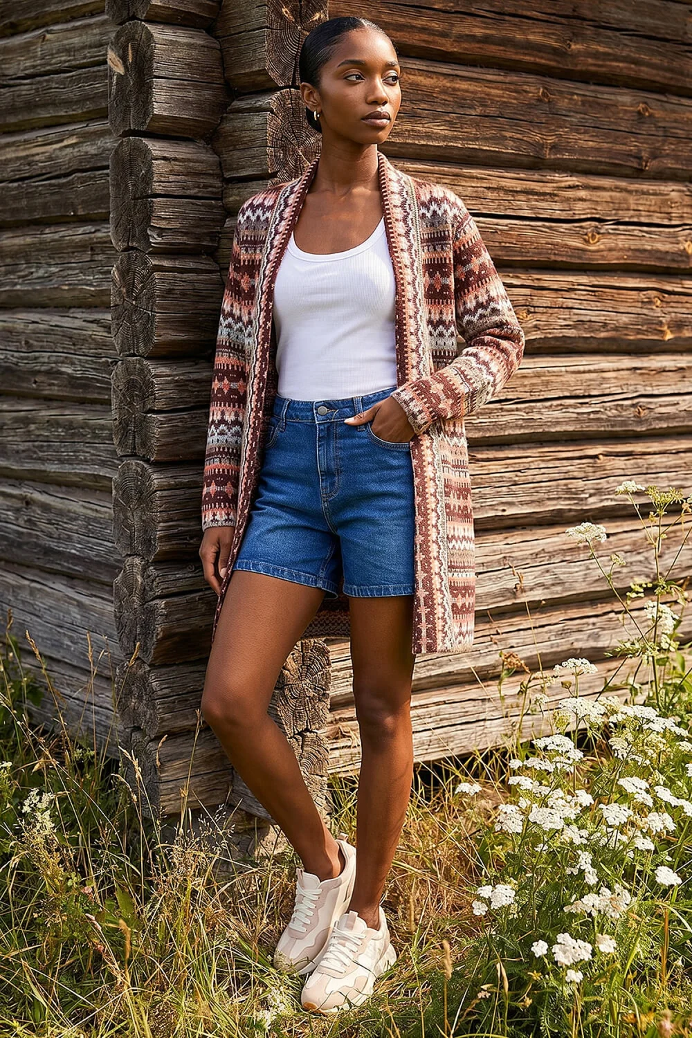 Roman Burgundy Petite Aztec Longline Cardigan - 8 Image 1