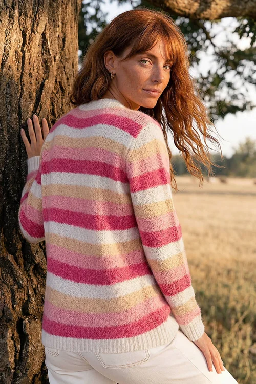 Roman Pink Stripe Soft Knit Jumper - 10 Image 3