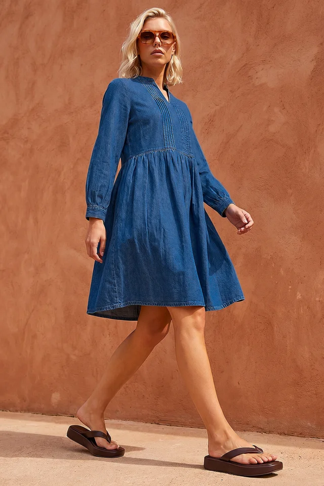 Roman Indigo Petite Denim Tunic Dress