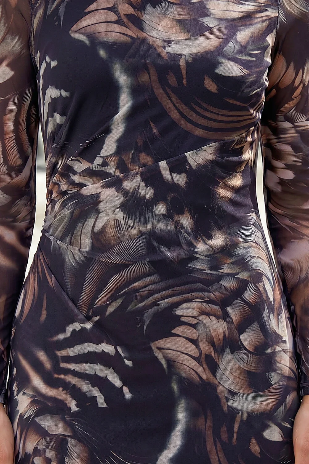 Roman Chocolate Petite Abstract Mesh Dress - 10 Image 4