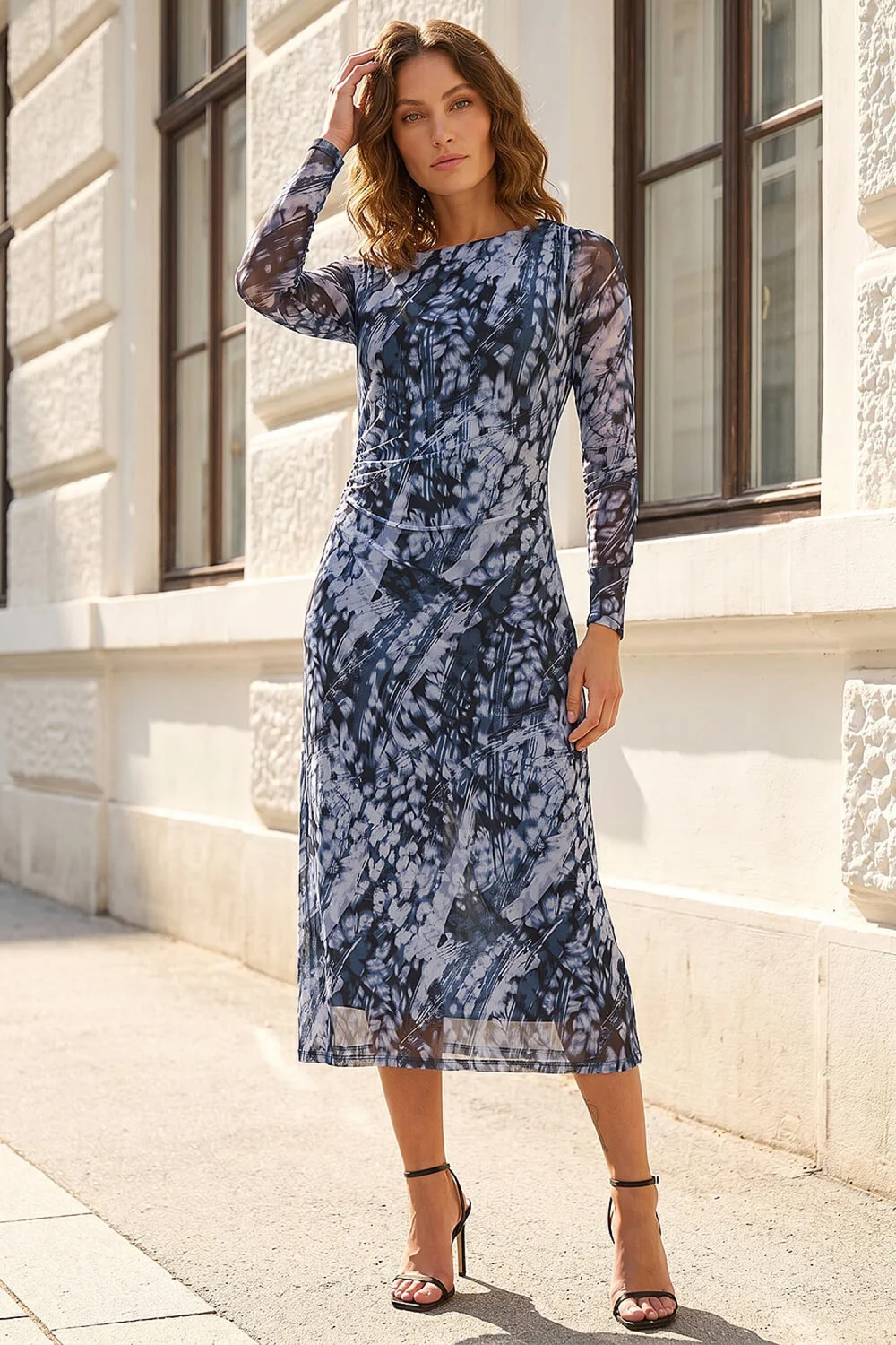 Roman Grey Petite Abstract Mesh Dress - 18 Image 2