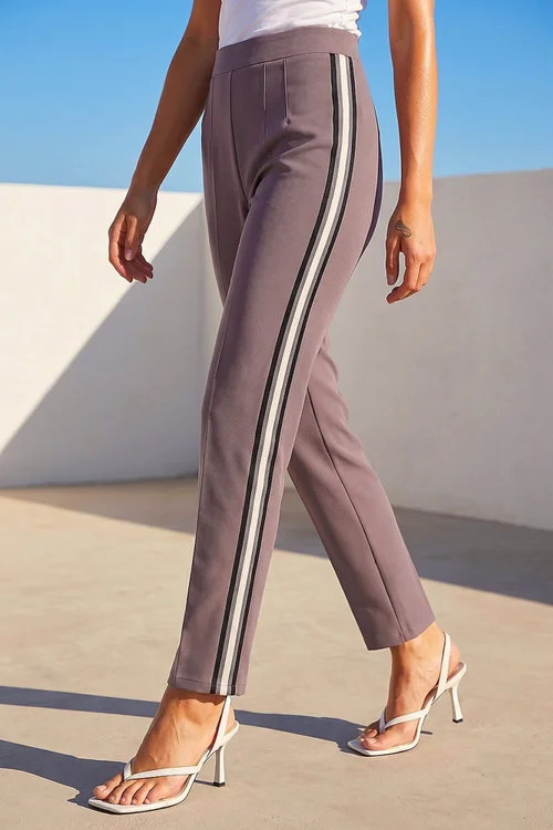 Roman Taupe Petite Side Stripe Trouser - 10 Image 2