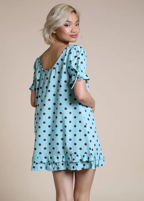 Neon Rose Blue Polka Dot Smock Mini Dress - M Image 2